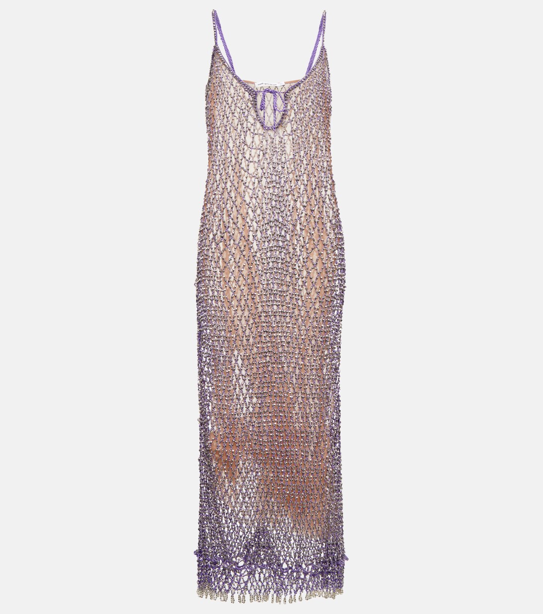 Beaded fishnet midi dress | Self-Portrait
