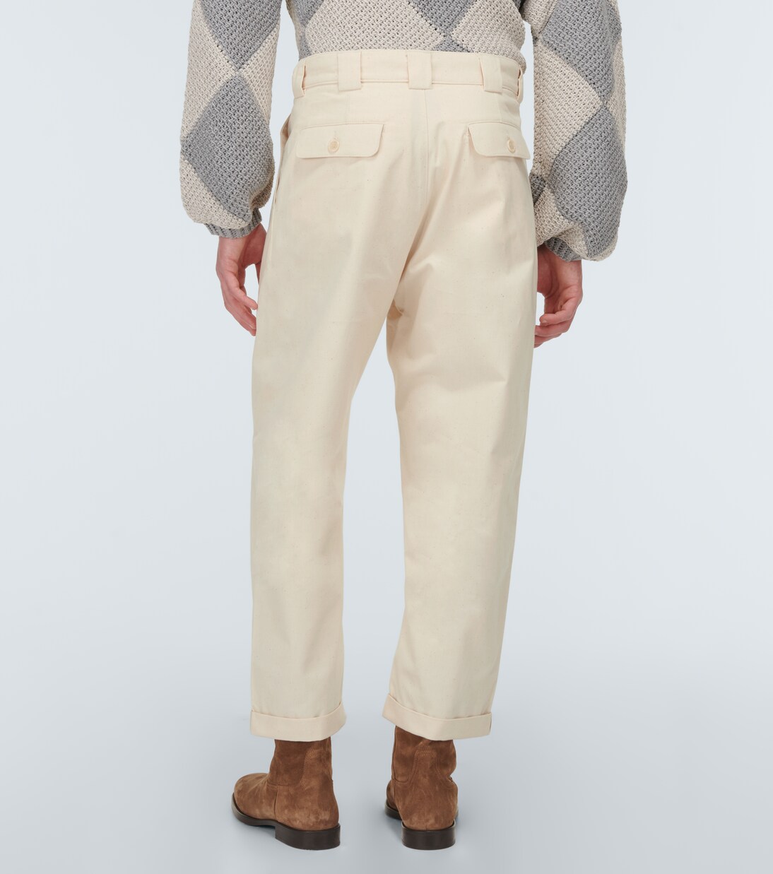 Embroidered straight cotton pants | Adish