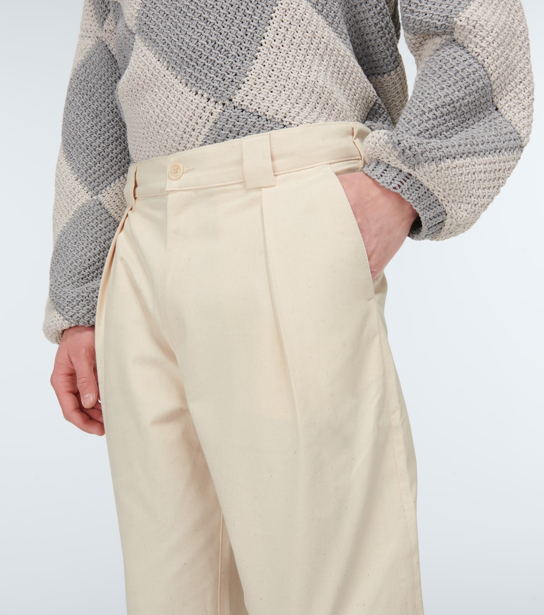 Embroidered straight cotton pants | Adish