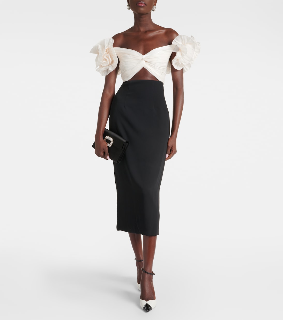 Abito midi Ziselle in crêpe con cut-out | Costarellos