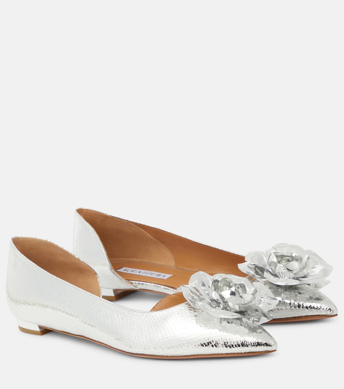 Paris Rose mirrored leather ballet flats | Aquazzura