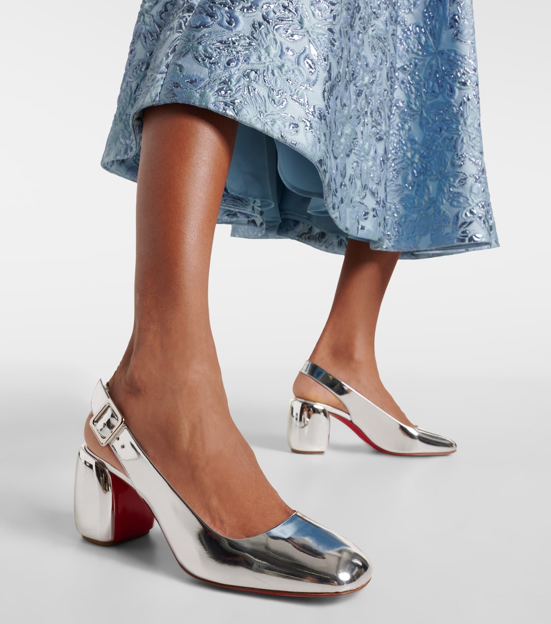 Minny 70 metallic leather slingback pumps | Christian Louboutin