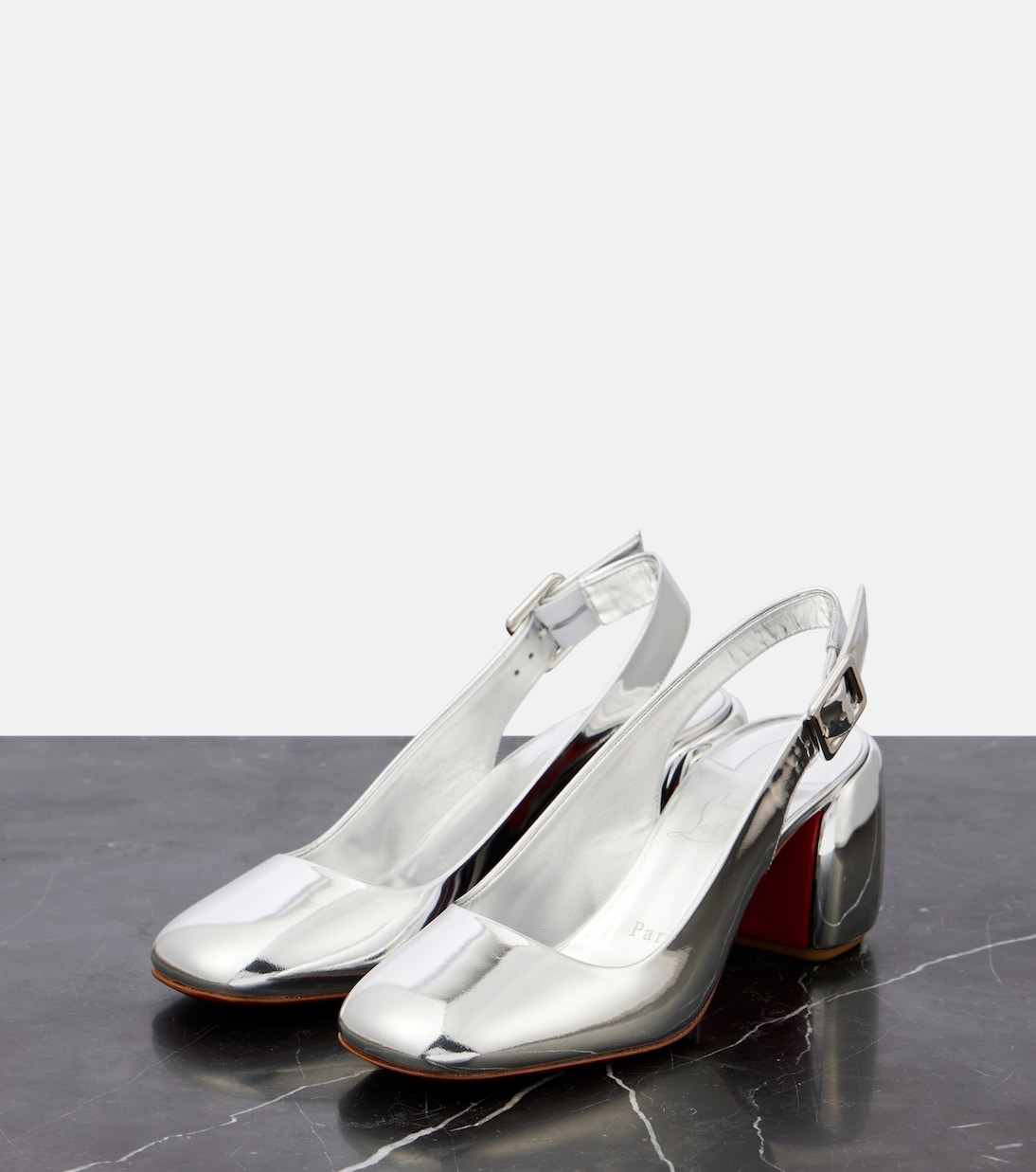 Minny 70 metallic leather slingback pumps | Christian Louboutin