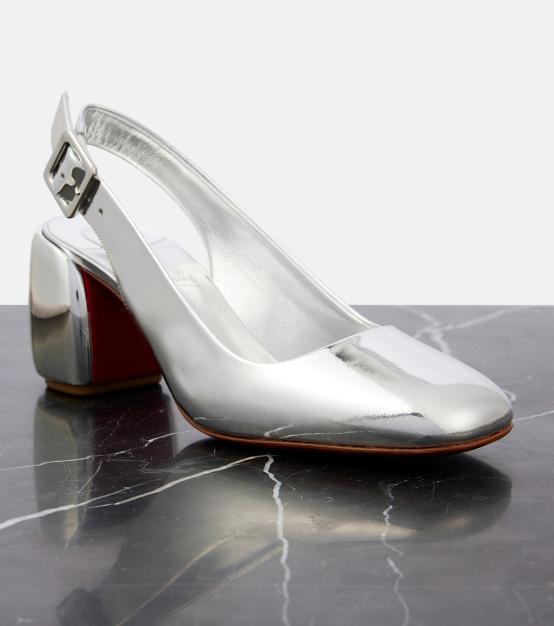 Minny 70 metallic leather slingback pumps | Christian Louboutin