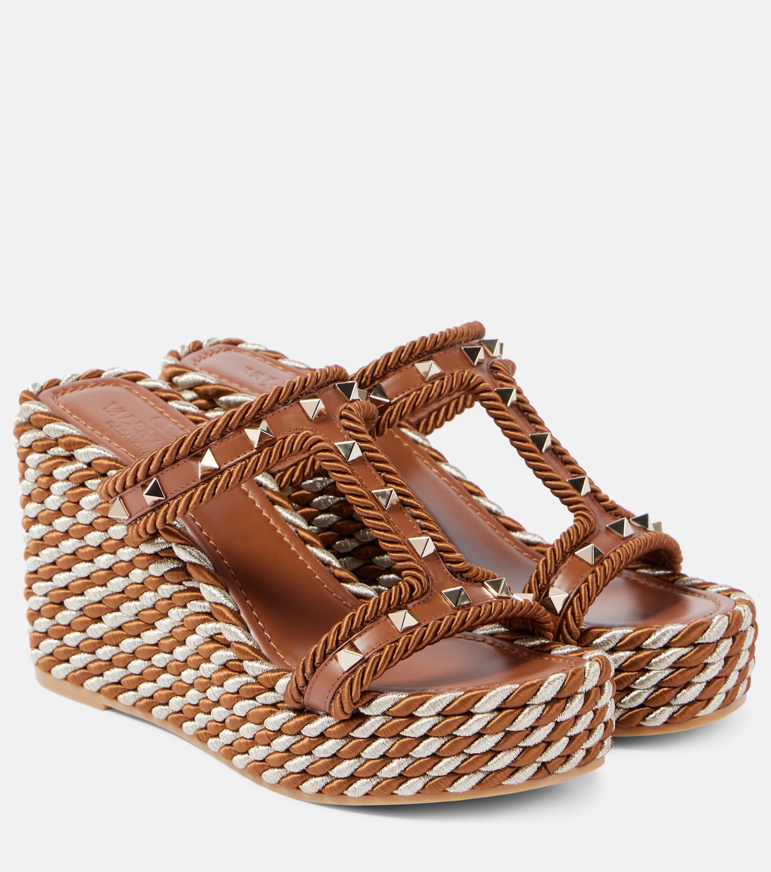 Rockstud leather wedge espadrilles | Valentino Garavani
