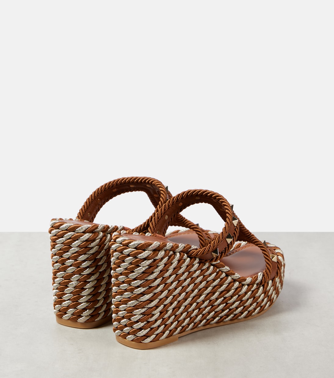 Rockstud leather wedge espadrilles | Valentino Garavani