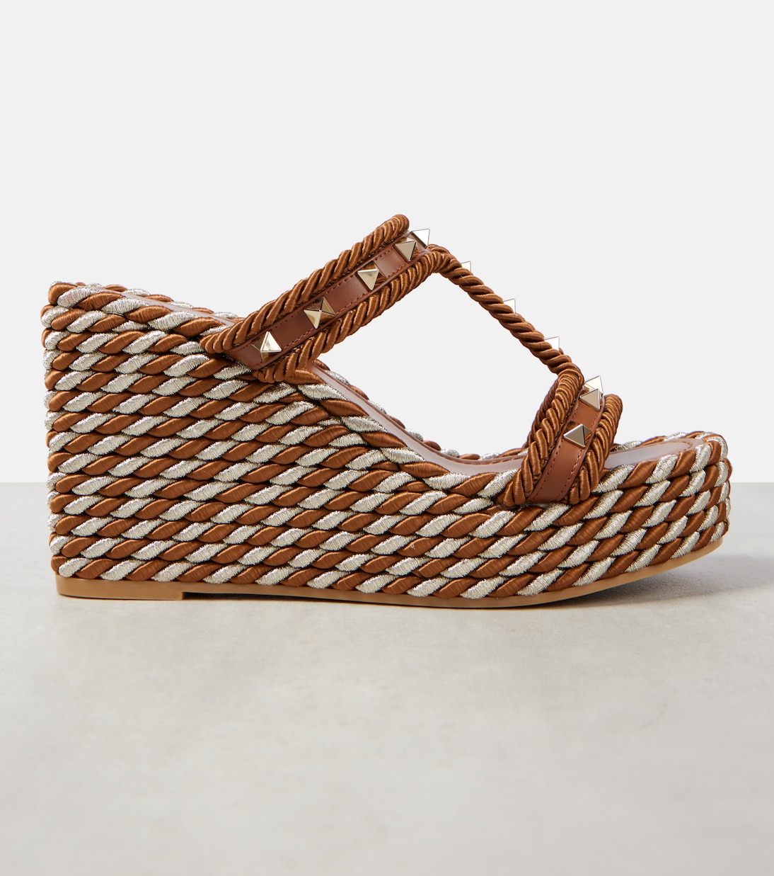 Rockstud leather wedge espadrilles | Valentino Garavani
