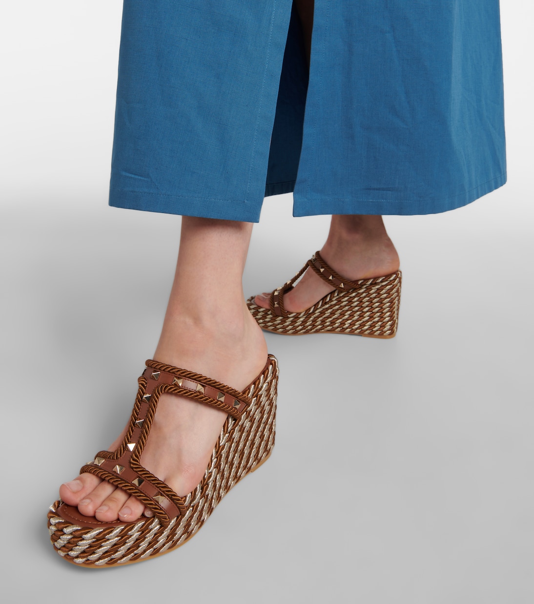 Rockstud leather wedge espadrilles | Valentino Garavani