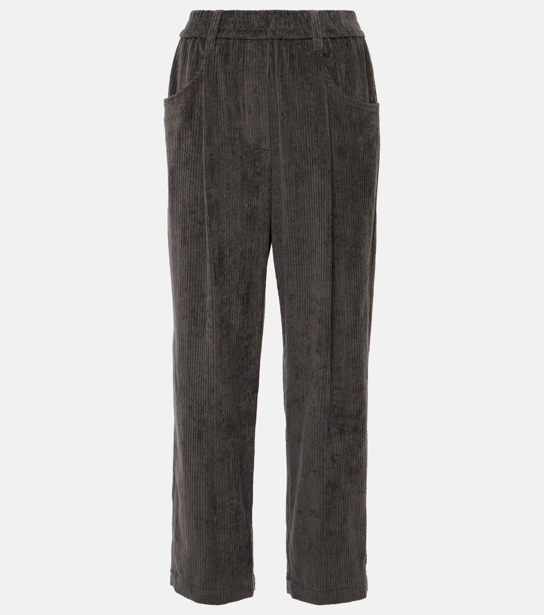 Pleated cotton straight pants | Brunello Cucinelli