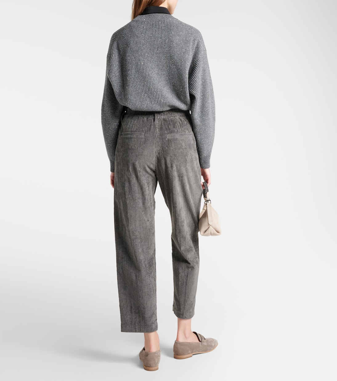 Pleated cotton straight pants | Brunello Cucinelli
