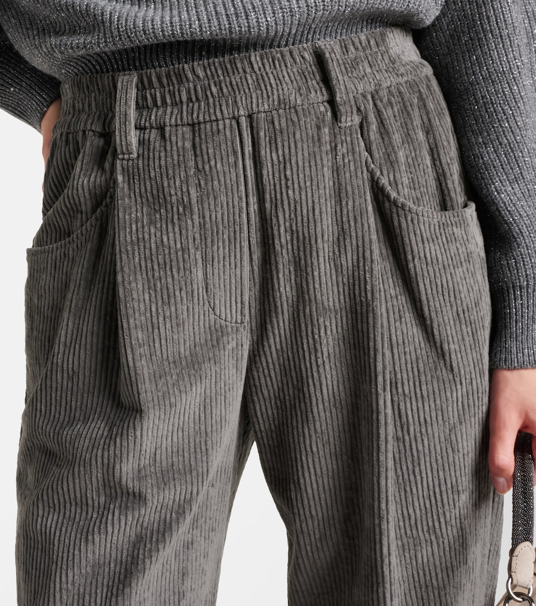 Pleated cotton straight pants | Brunello Cucinelli