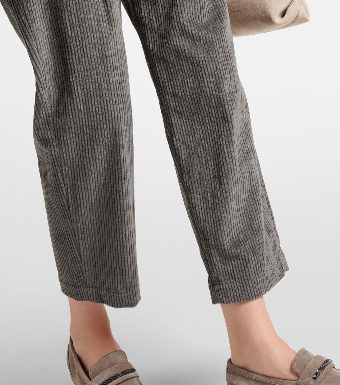 Pleated cotton straight pants | Brunello Cucinelli