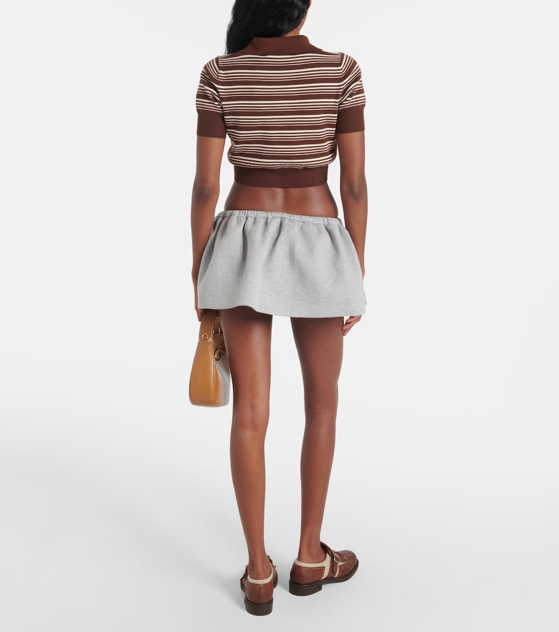 Mini-jupe en coton à logo | Miu Miu