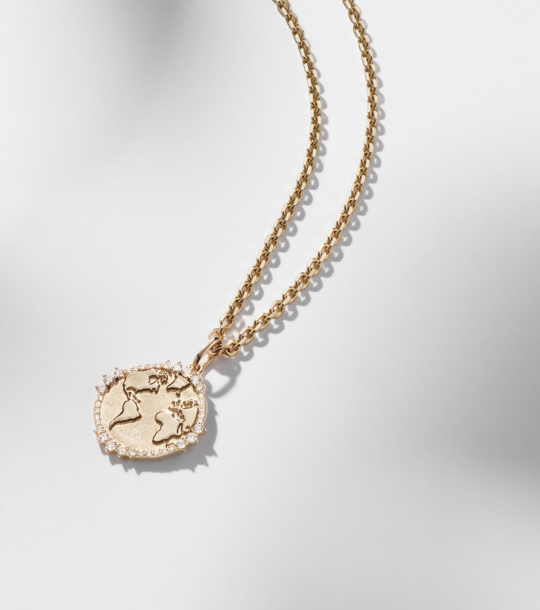 World Traveler 14kt gold pendant necklace with diamonds | Sydney Evan