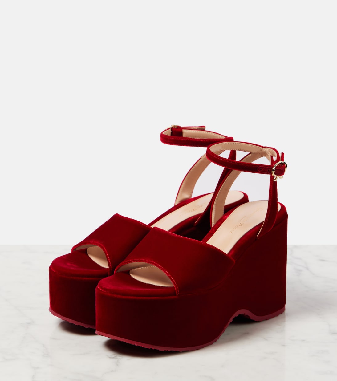 Velvet wedge sandals | Gianvito Rossi