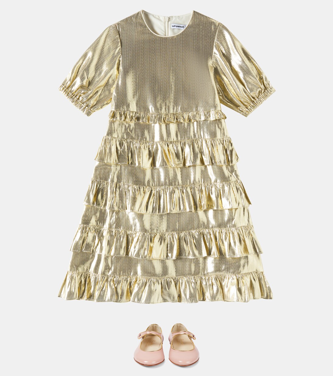 Lamé ruffled dress | Self-Portrait Kids