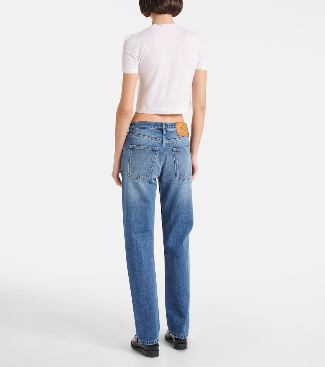 Jeans rectos de tiro medio | Prada
