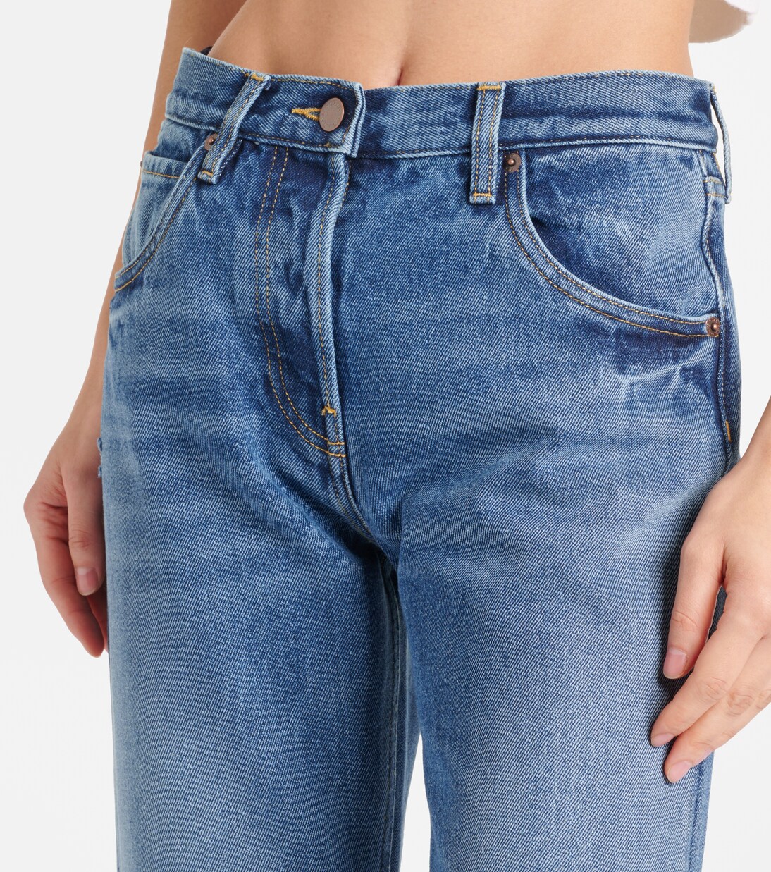 Jeans rectos de tiro medio | Prada