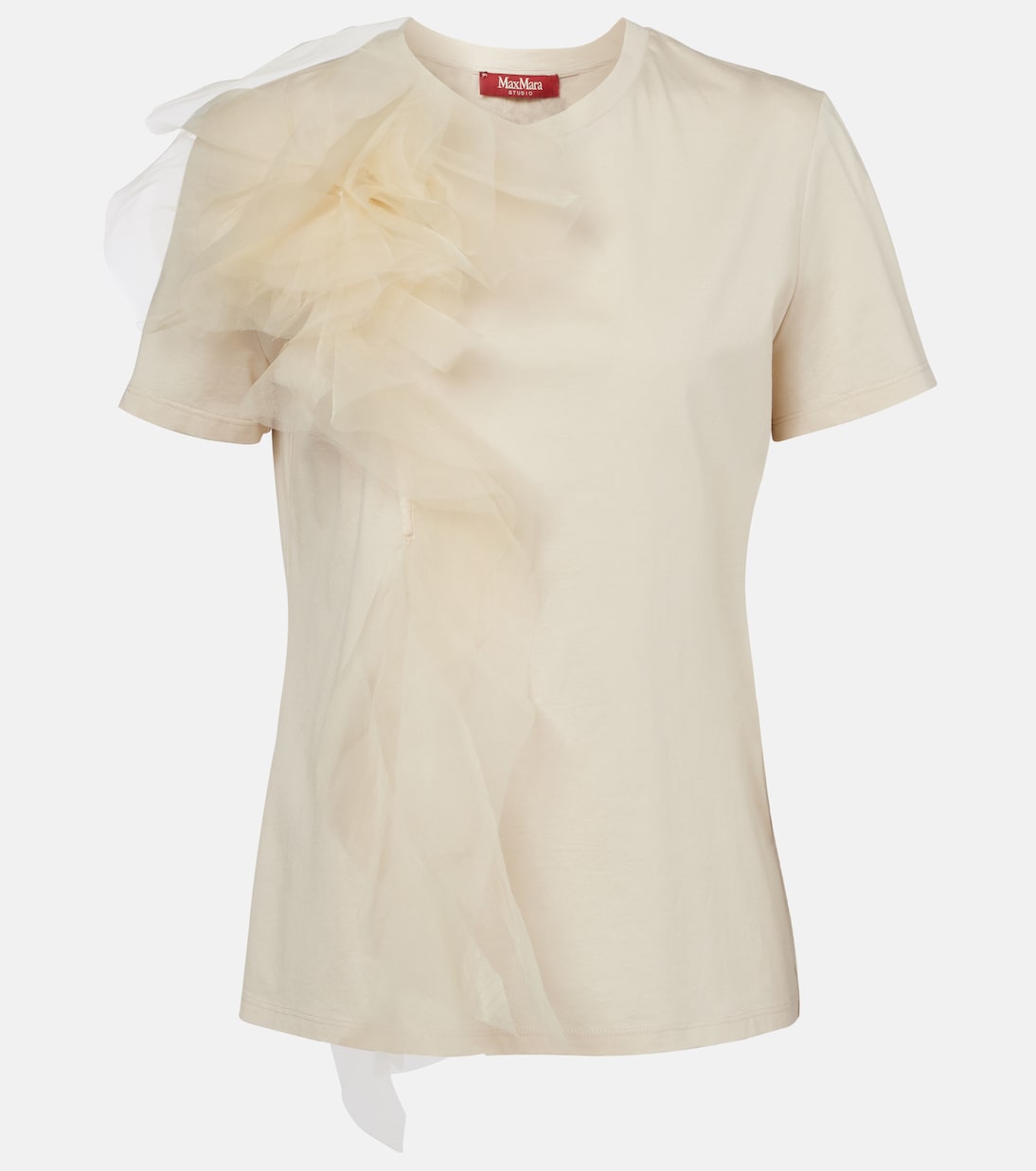 Ruffled cotton and tulle T-shirt | Max Mara