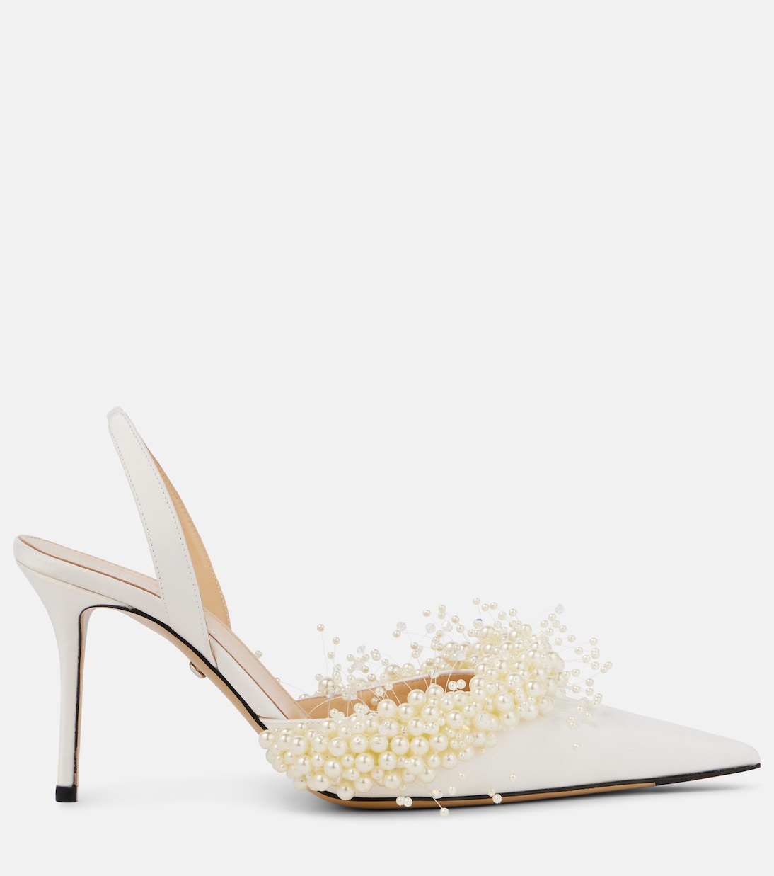 Floating Pearl 85 satin slingback pumps | Mach & Mach