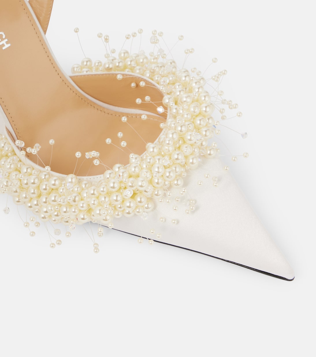 Floating Pearl 85 satin slingback pumps | Mach & Mach