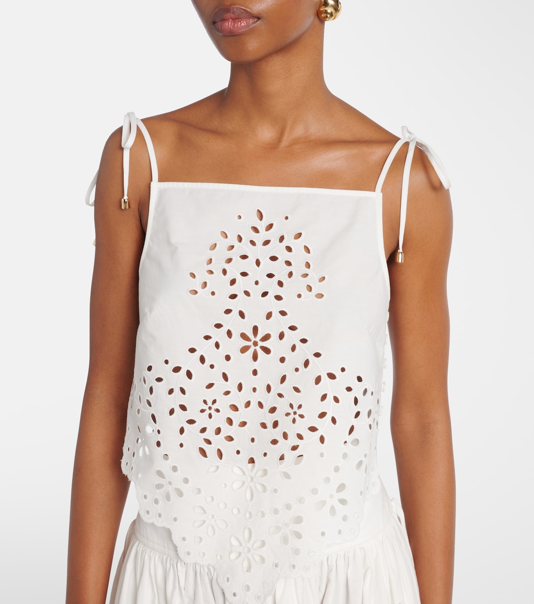 Embroidered cotton top | Self-Portrait