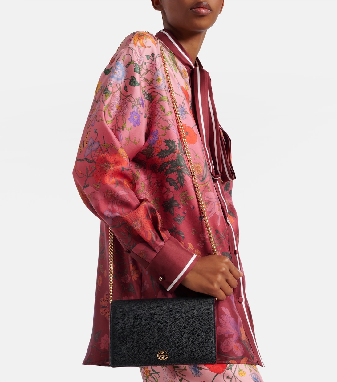 Portefeuille à chaîne GG Petite Marmont en cuir | Gucci