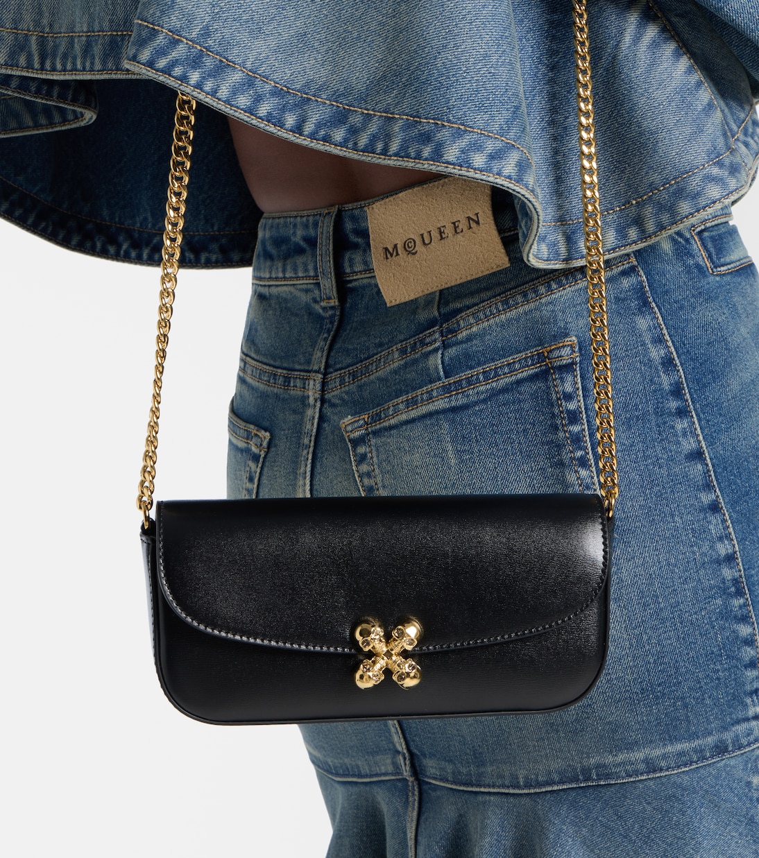 Skull Flower leather shoulder bag | McQueen