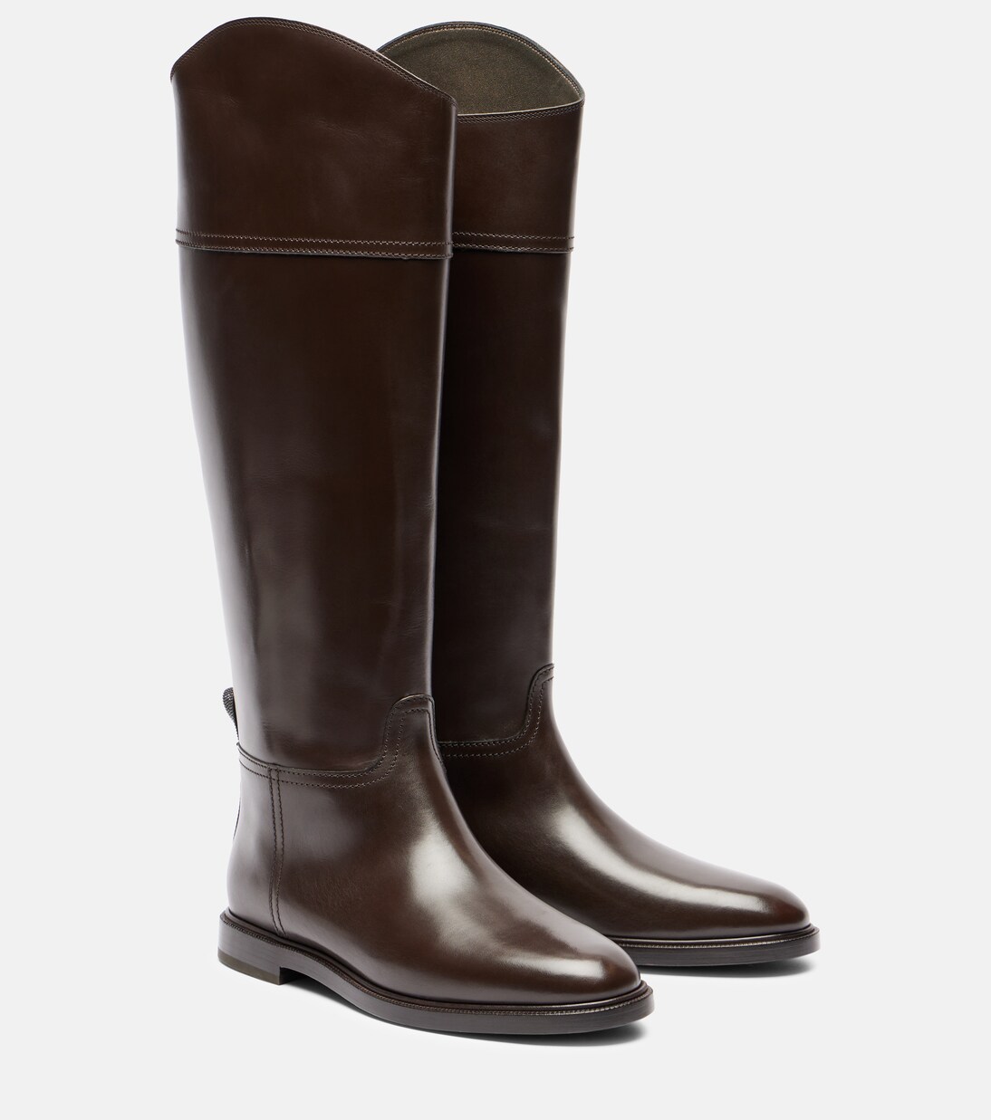Botas altas de piel con cuentas Monili | Brunello Cucinelli