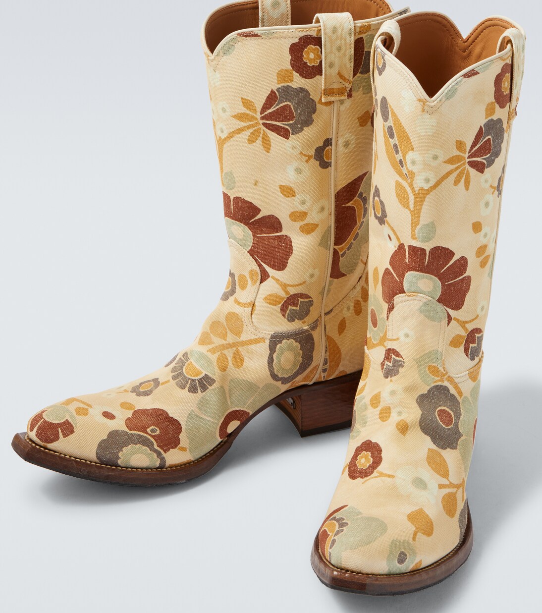 Floral canvas cowboy boots | Prada