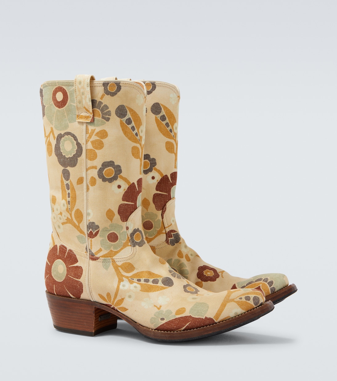 Floral canvas cowboy boots | Prada