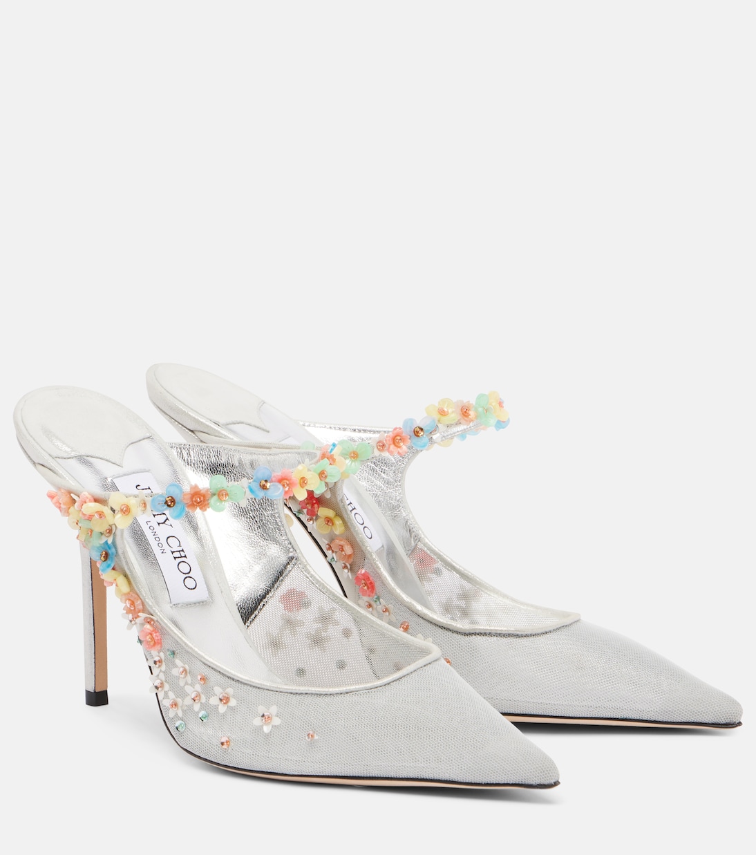 Bing Daisy 100 embellished mesh mules | Jimmy Choo