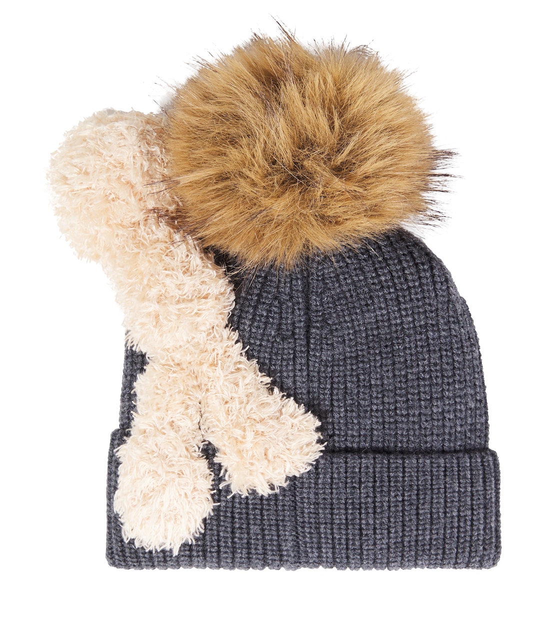 Feather-trimmed wool beanie | Monnalisa