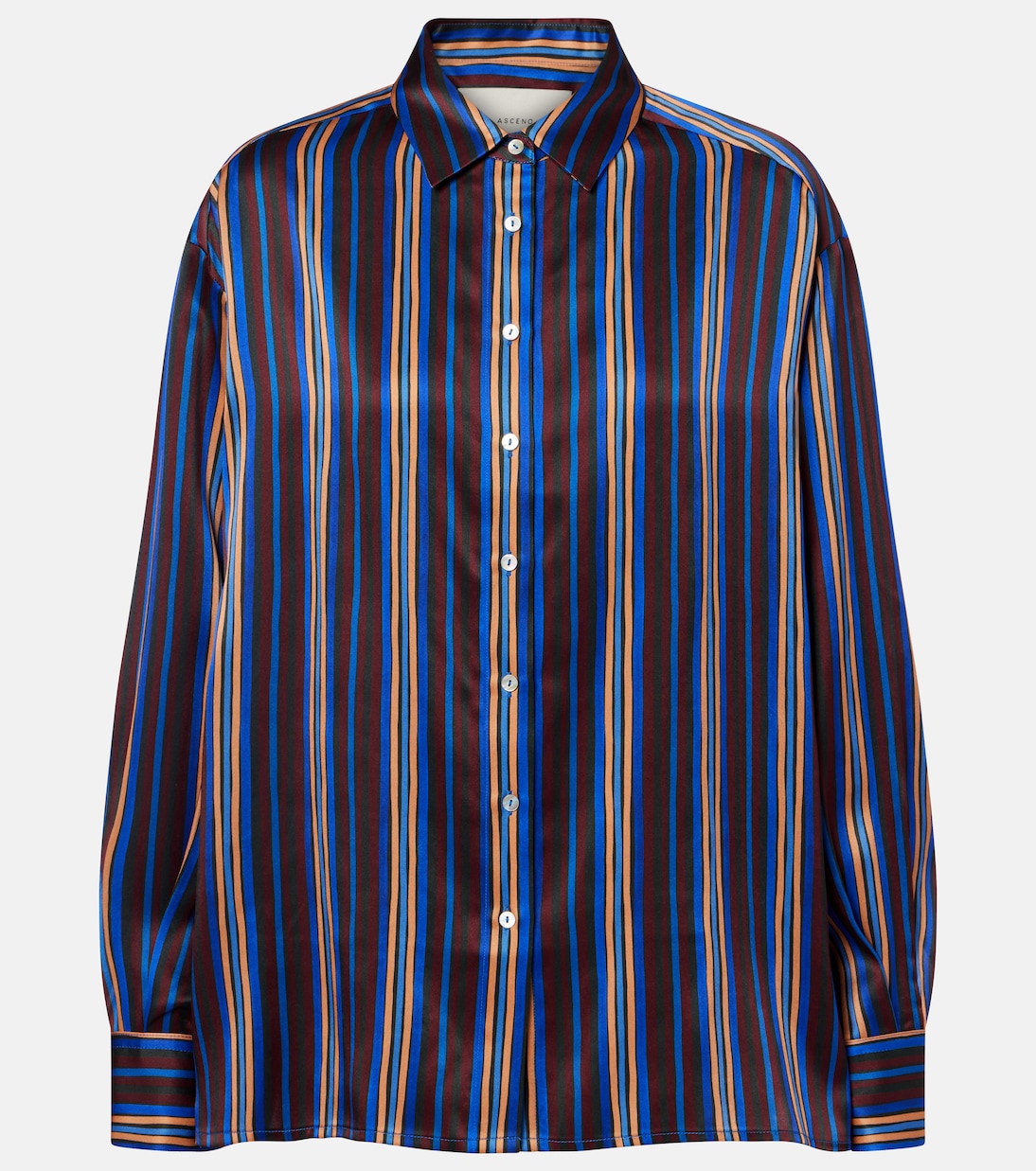 Maya striped silk charmeuse pajama shirt | Asceno