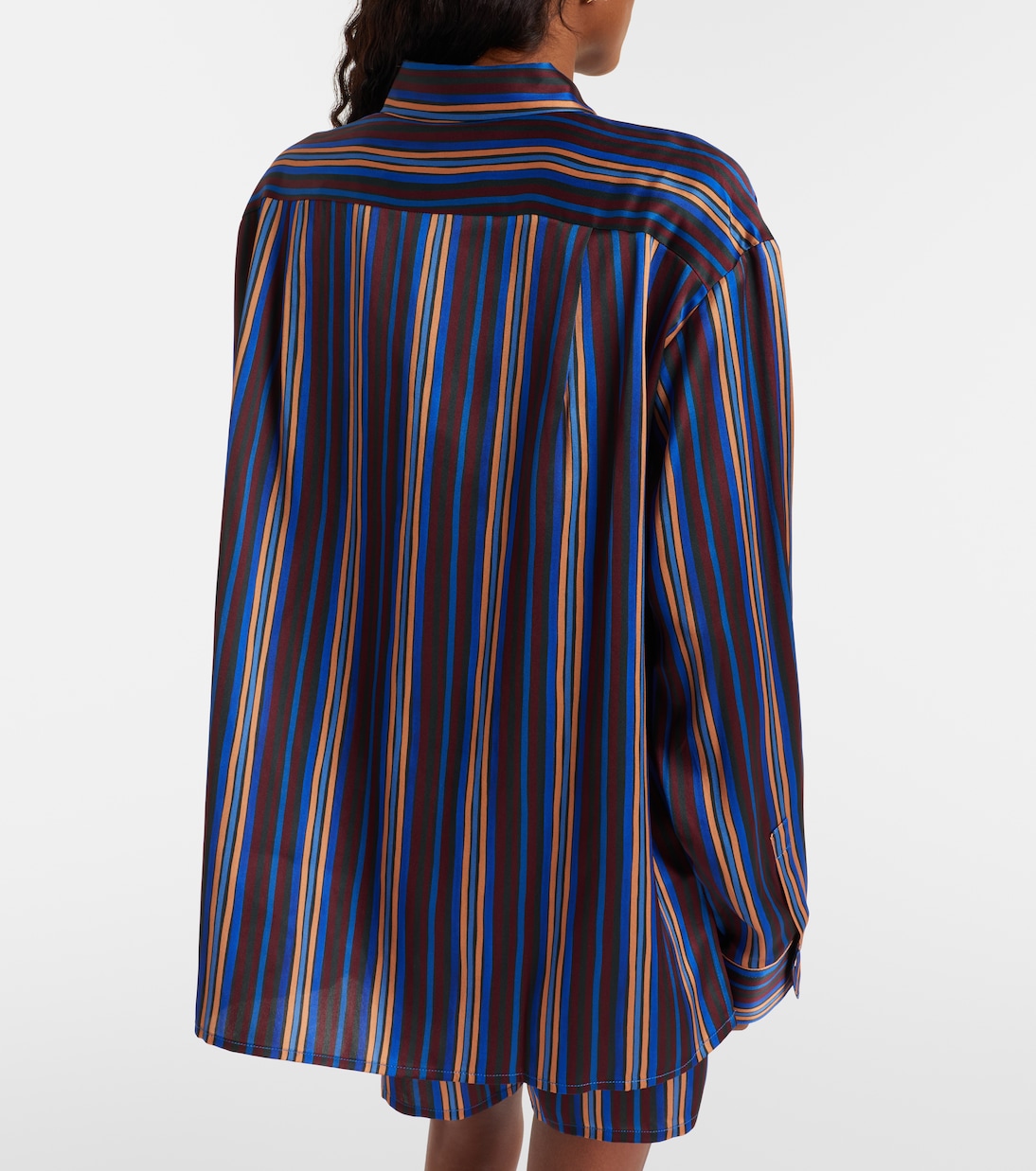 Maya striped silk charmeuse pajama shirt | Asceno