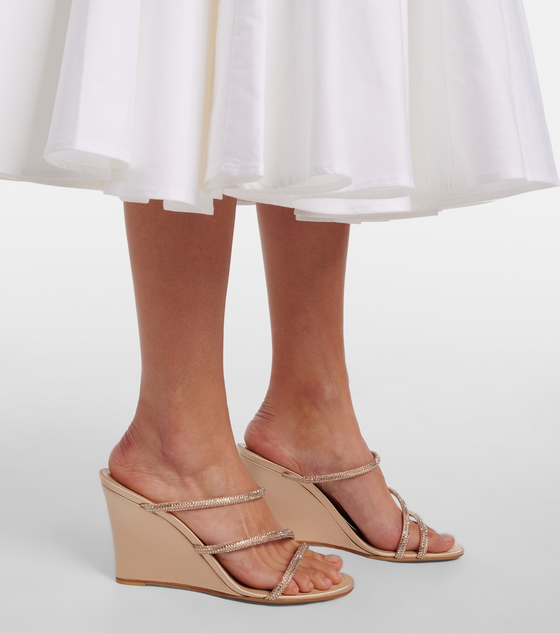 Crystal-embellished satin wedges  | Rene Caovilla