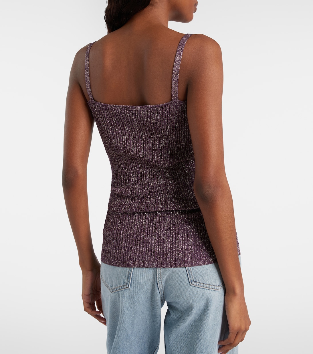 Lace-trimmed lamé top | Valentino