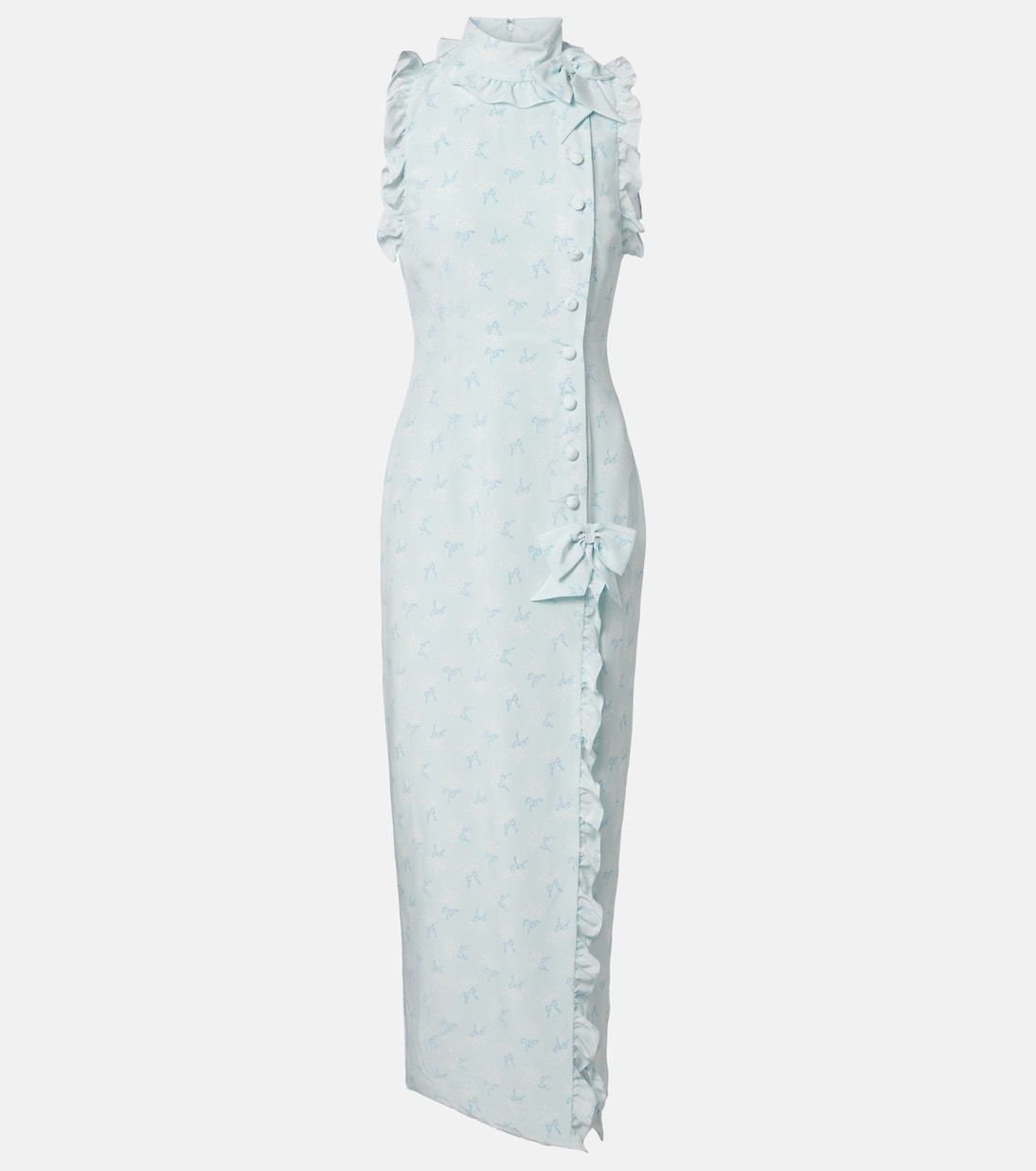 Ruffled bow-detail silk maxi dress | Alessandra Rich