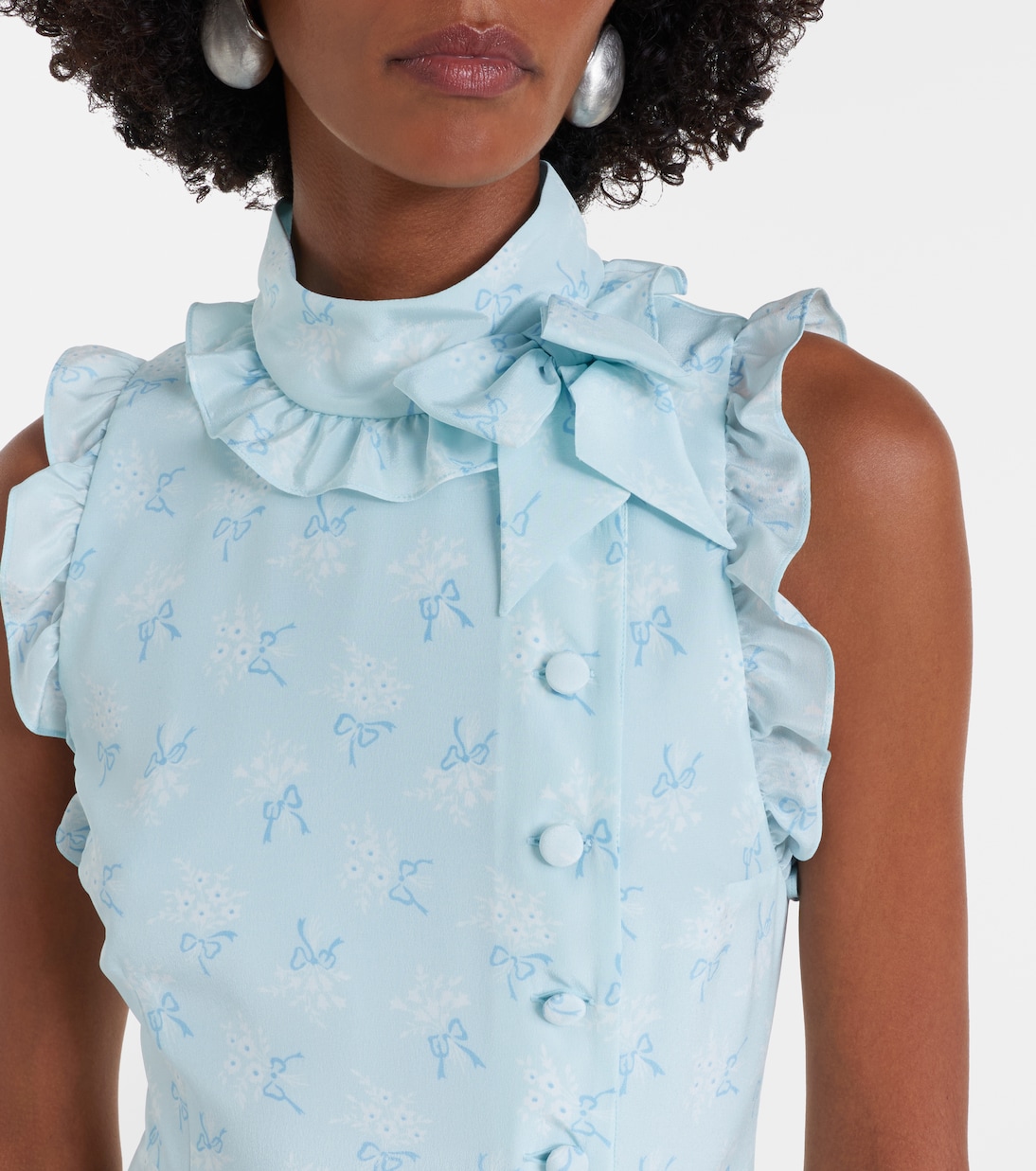 Ruffled bow-detail silk maxi dress | Alessandra Rich