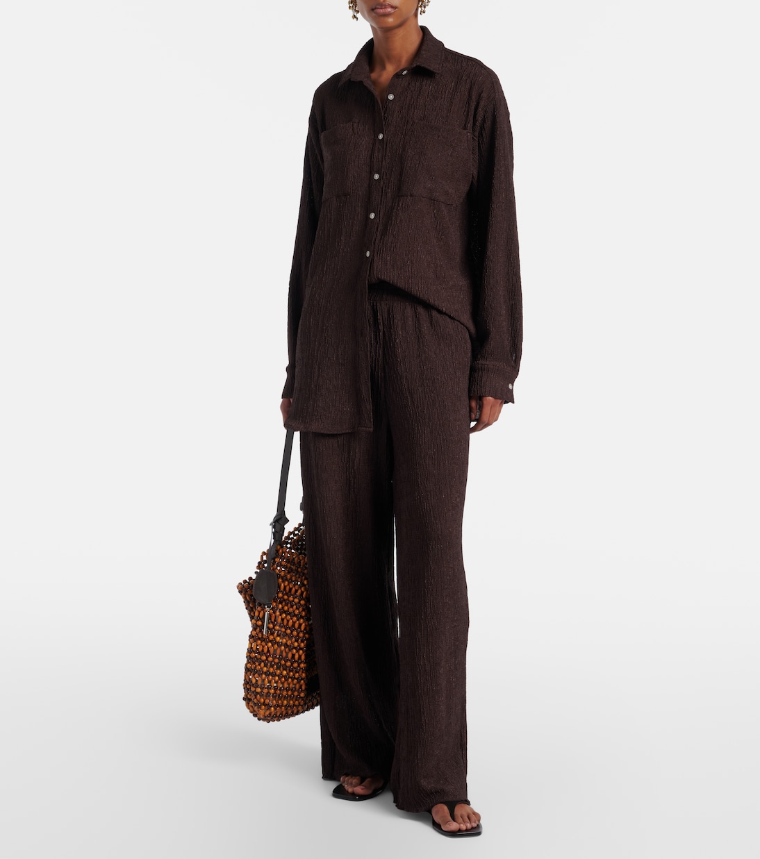 Mika seersucker wide-leg pants | Jade Swim