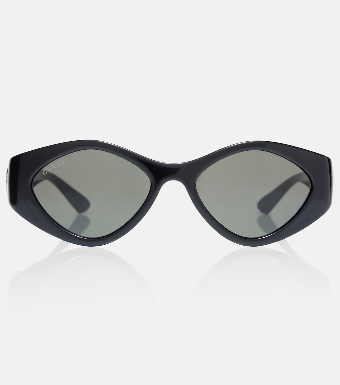 Interlocking G crystal-embellished oval sunglasses | Gucci