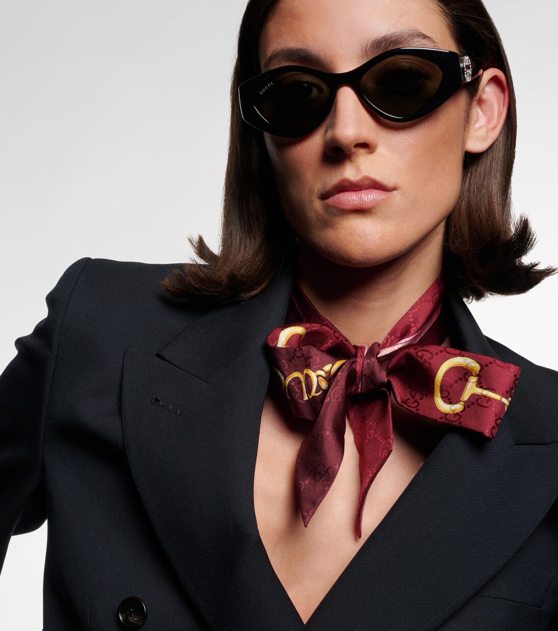 Interlocking G crystal-embellished oval sunglasses | Gucci