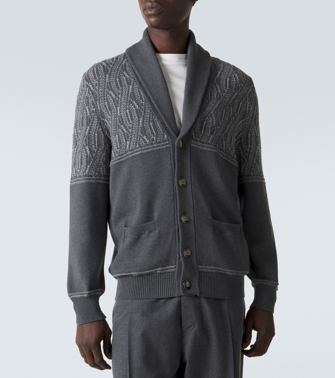 인타르시아 코튼 카디건 | Brunello Cucinelli