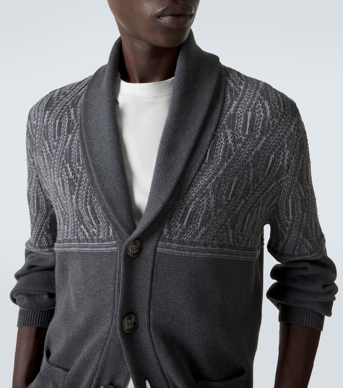 인타르시아 코튼 카디건 | Brunello Cucinelli