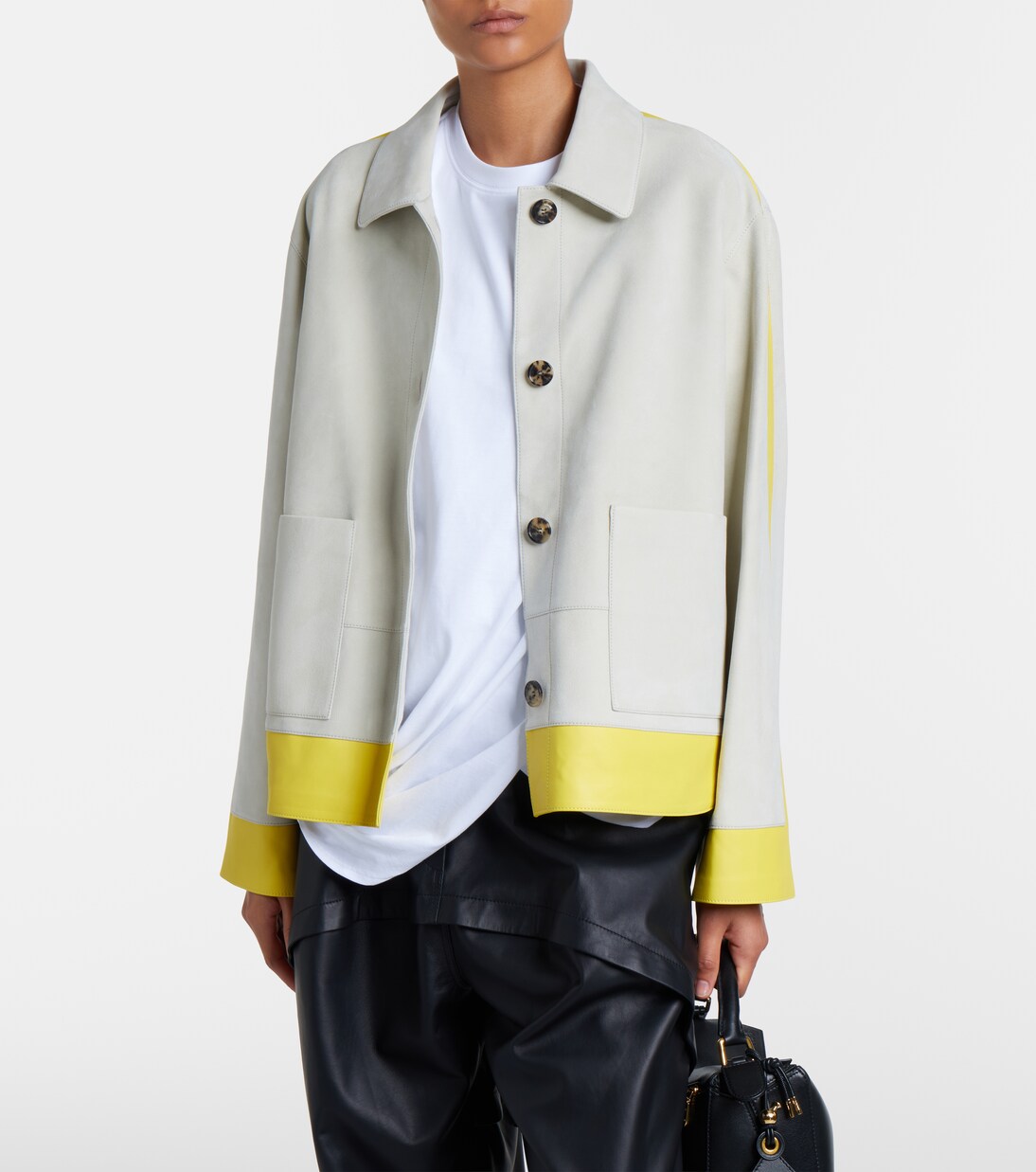 Leather-trimmed suede jacket | Loewe
