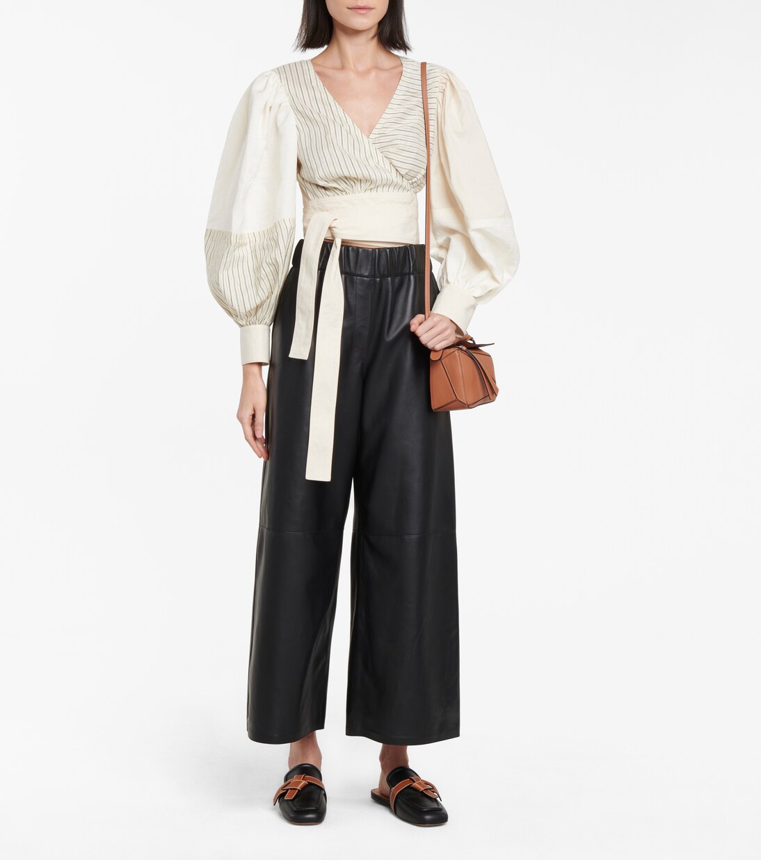 Gestreiftes Wickeltop aus Popeline | Loewe