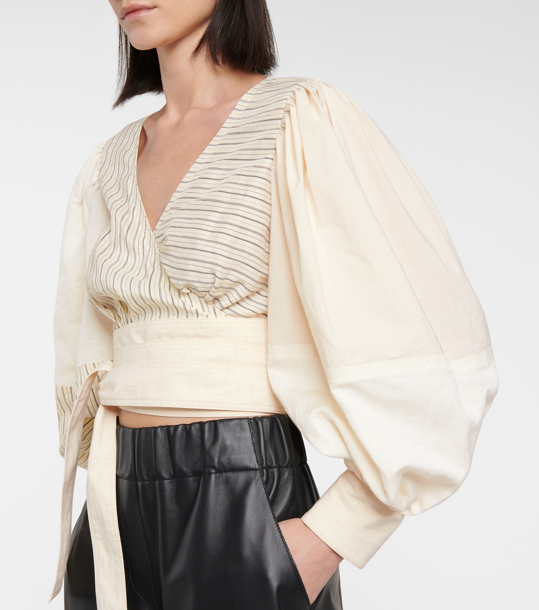 Gestreiftes Wickeltop aus Popeline | Loewe