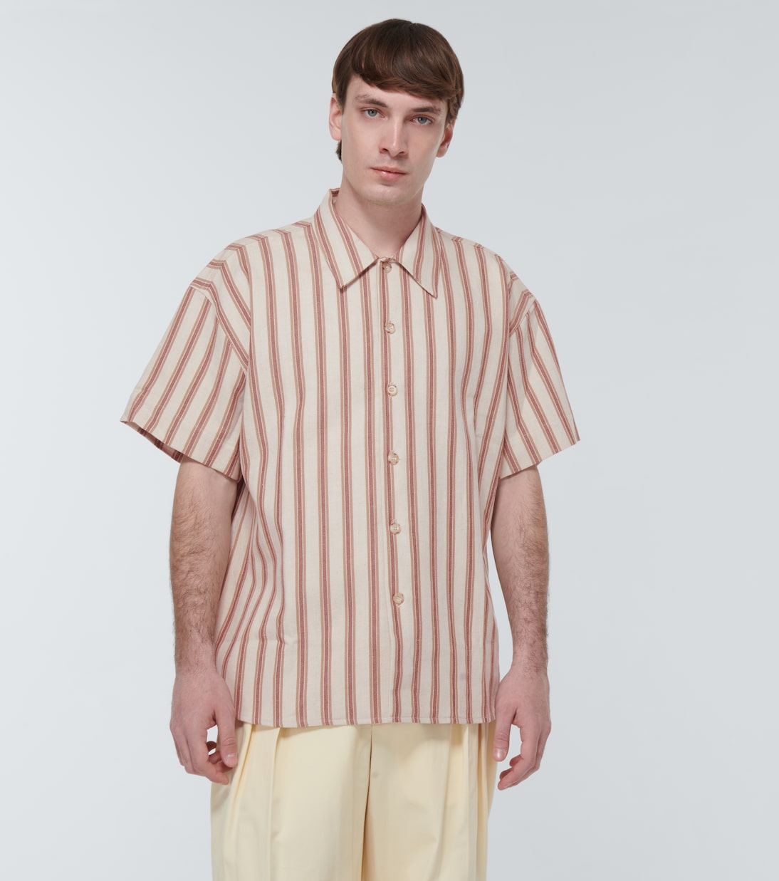Striped cotton and linen shirt | Commas