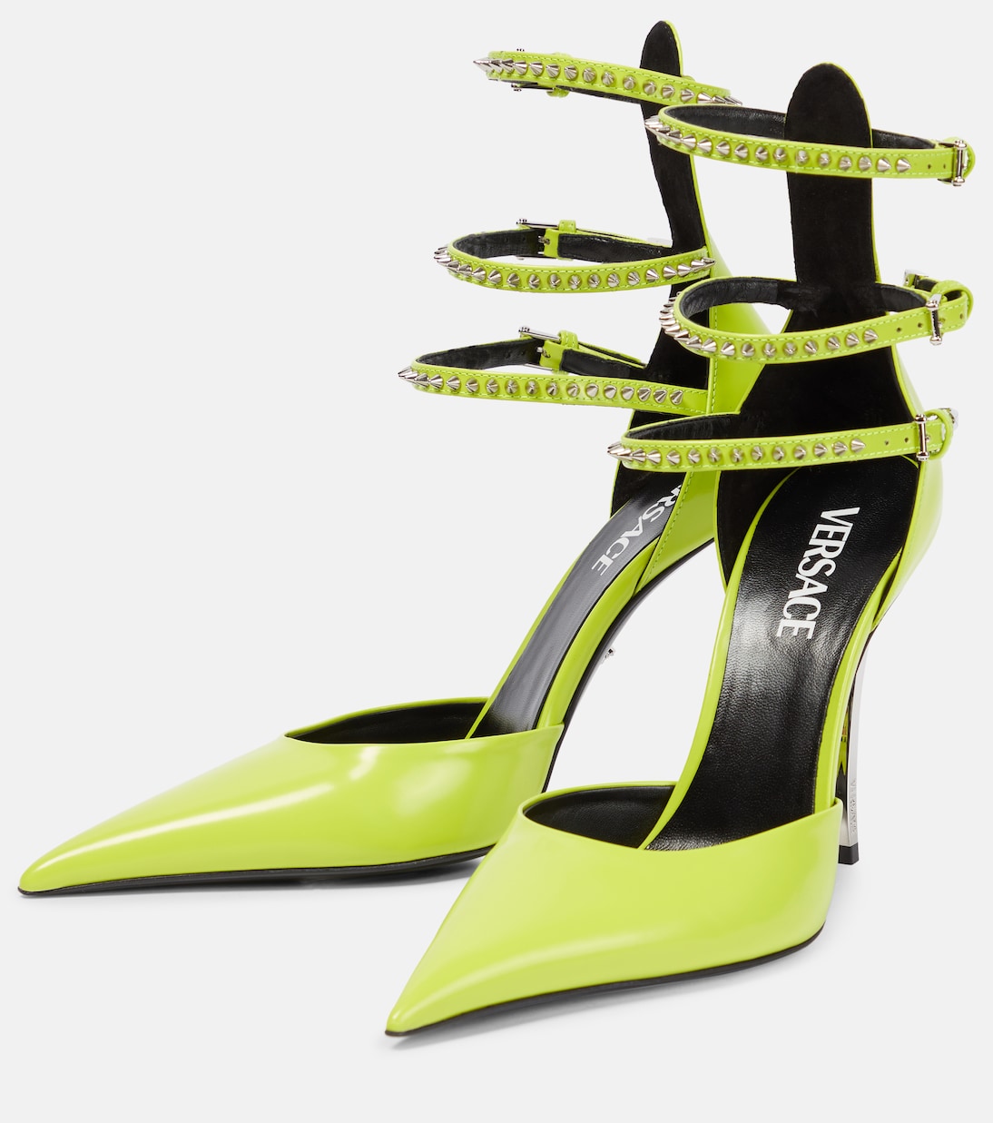 Pin-Point embellished leather pumps | Versace