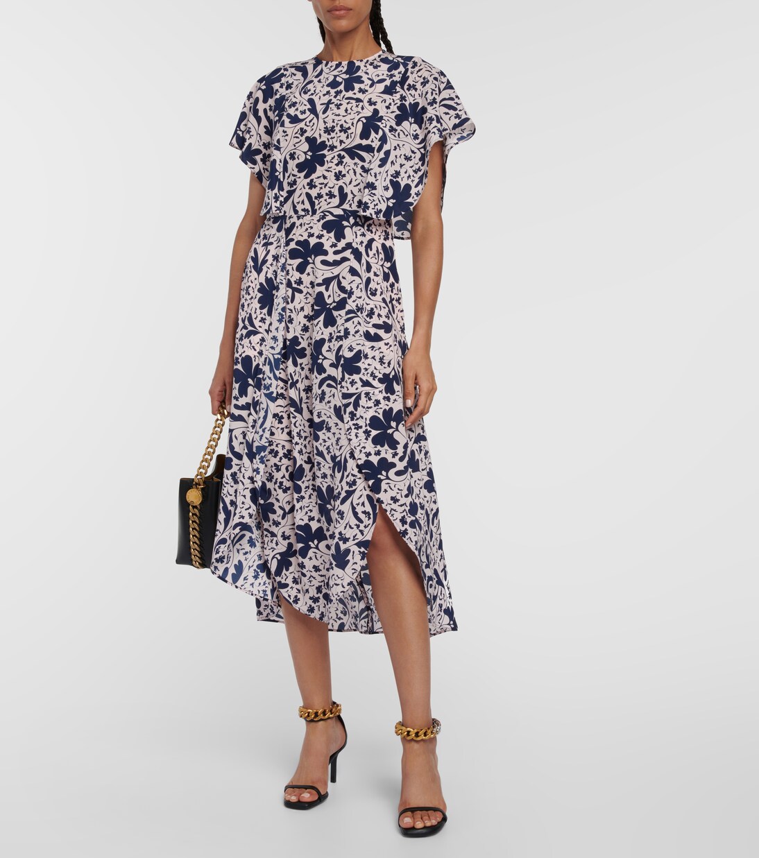 Robe midi en soie à fleurs | Stella McCartney